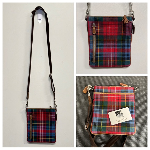 Coach Red Plaid with Leather Bucket Hat - Picture 7 of 8